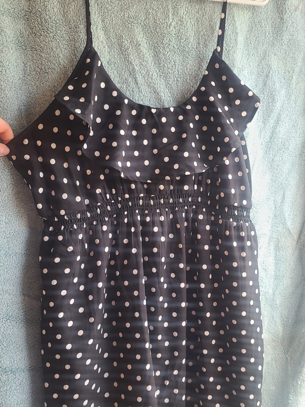 Motherhood Black Polka Dot Smocked Cami Dress